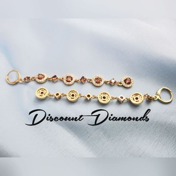 Natural Red Mystic Topaz 18K Gold Long Dangle Earrings - Picture 5 of 9